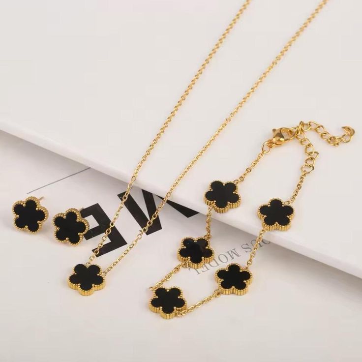 Black Clover Jewelry Set For Girls and Women