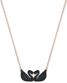 Elegant Double Black Swan Pendant Necklace For Girls and Women