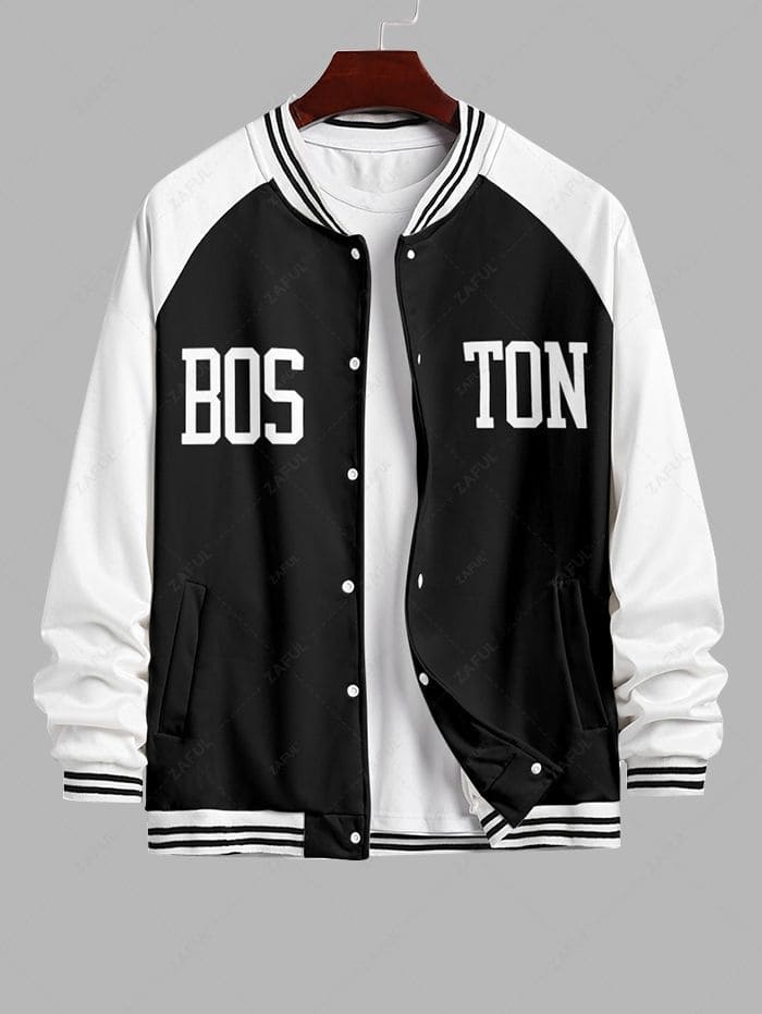 Black Boston Varsity Jacket