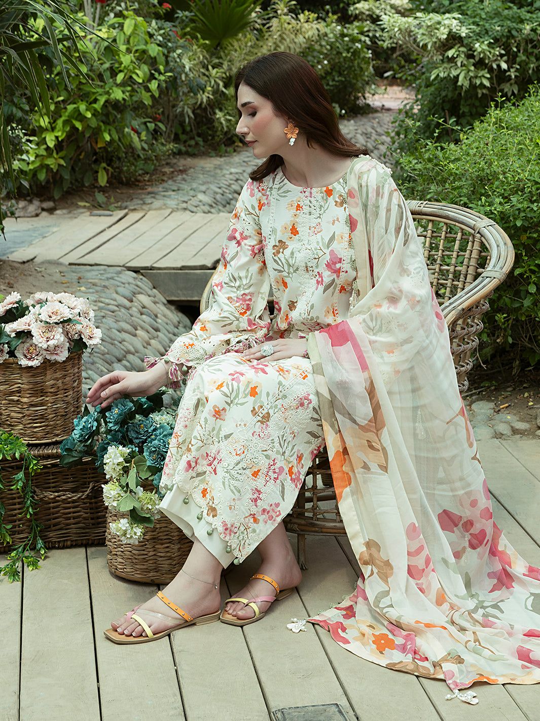 LAWN PRINTED SELEEVES WITH CUFF BORDER