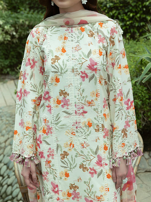 LAWN PRINTED SELEEVES WITH CUFF BORDER