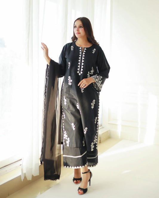 Long Length Embroidery 2pc Suit For Women